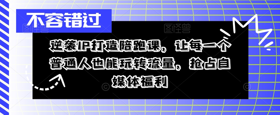逆襲IP打造陪跑課，從0到1打造IP，精準定位+高效起號，搶占自媒體福利插圖